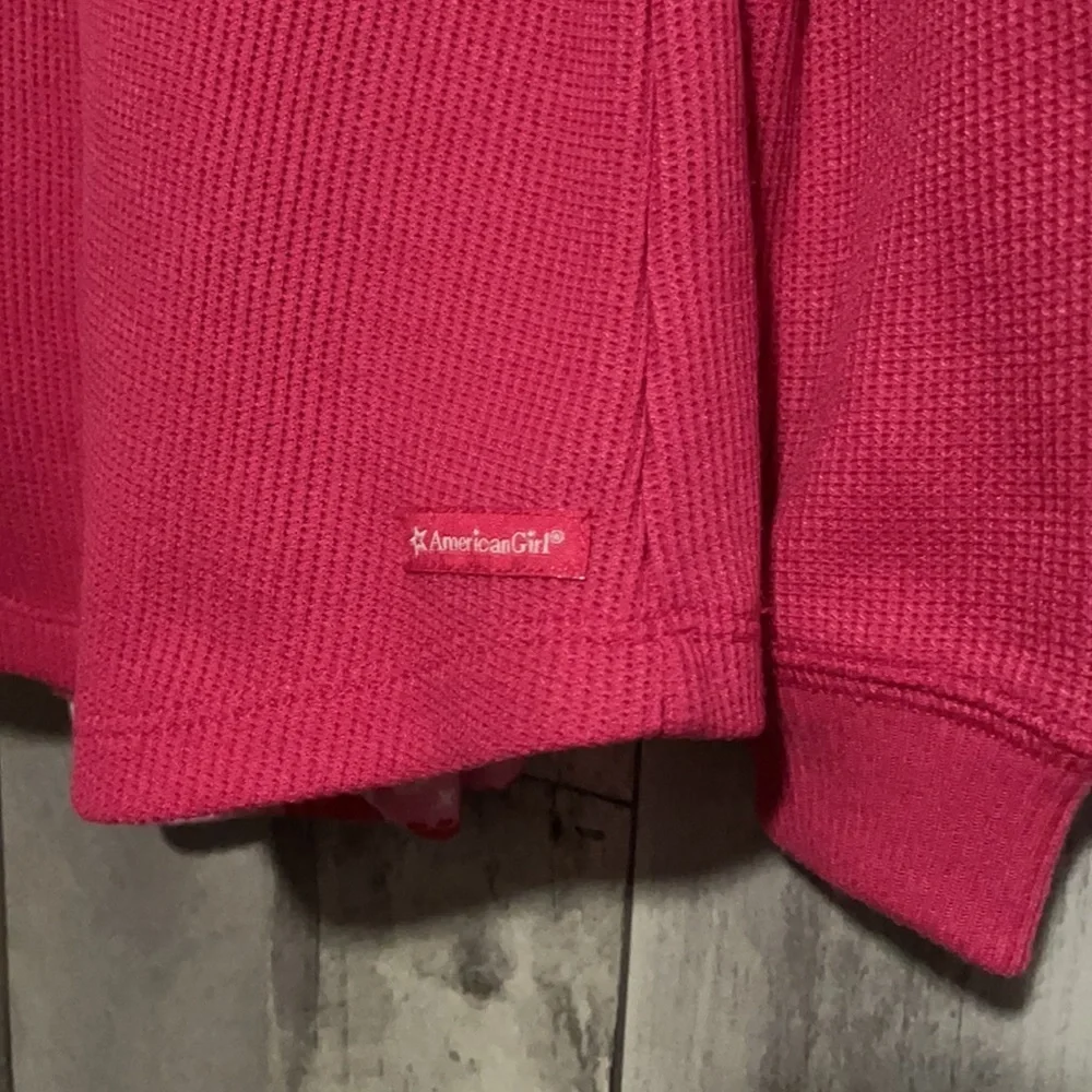 American Girl Pink Thermal Fair Isle Pajamas XS 6x with matching doll pajamas